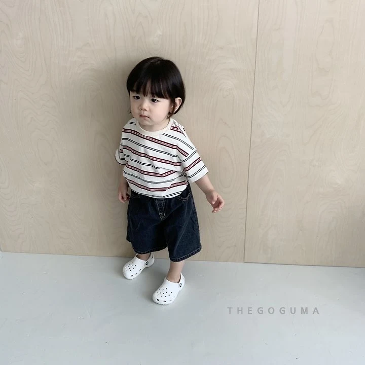 Thegoguma - Korean Children Fashion - #childofig - Label Bermuda Denim Pants - 7