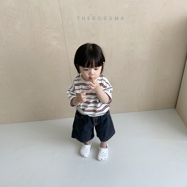 Thegoguma - Korean Children Fashion - #childofig - Label Bermuda Denim Pants - 8