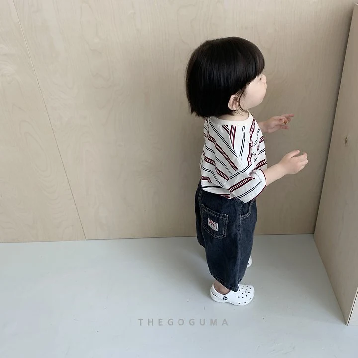 Thegoguma - Korean Children Fashion - #designkidswear - Label Bermuda Denim Pants - 10