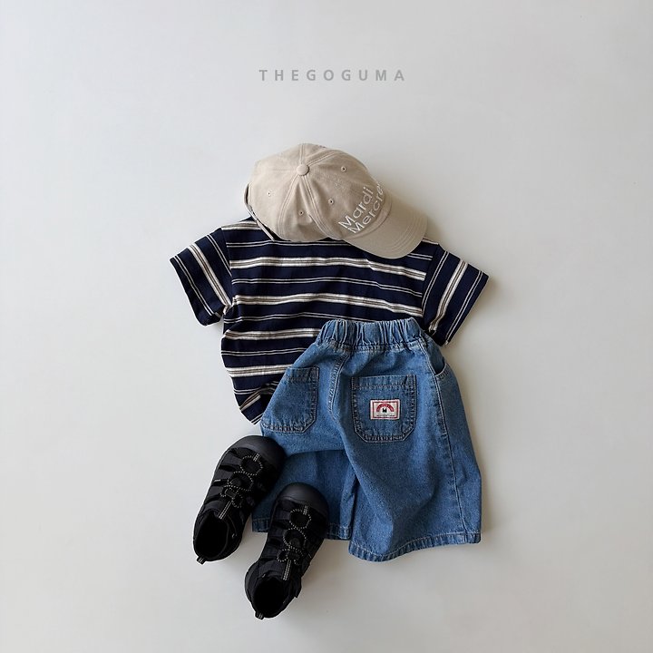 Thegoguma - Korean Children Fashion - #littlefashionista - Label Bermuda Denim Pants - 3