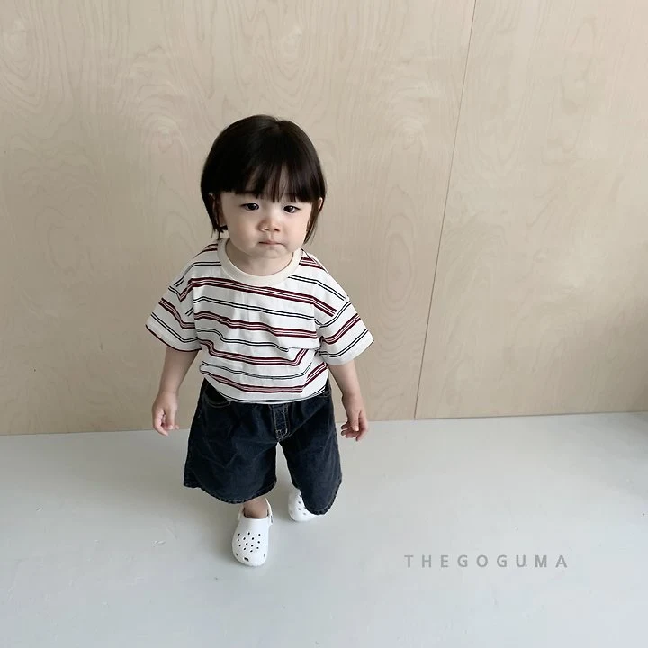 Thegoguma - Korean Children Fashion - #prettylittlegirls - Label Bermuda Denim Pants - 6