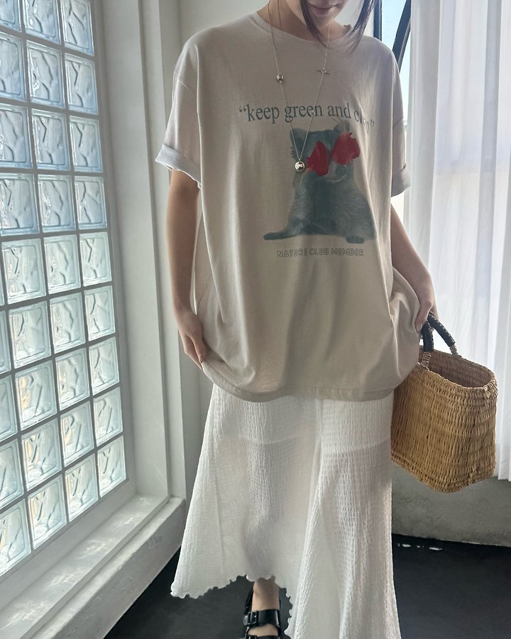 Theres - Korean Women Fashion - #momslook - Cat Flower Tee - 7