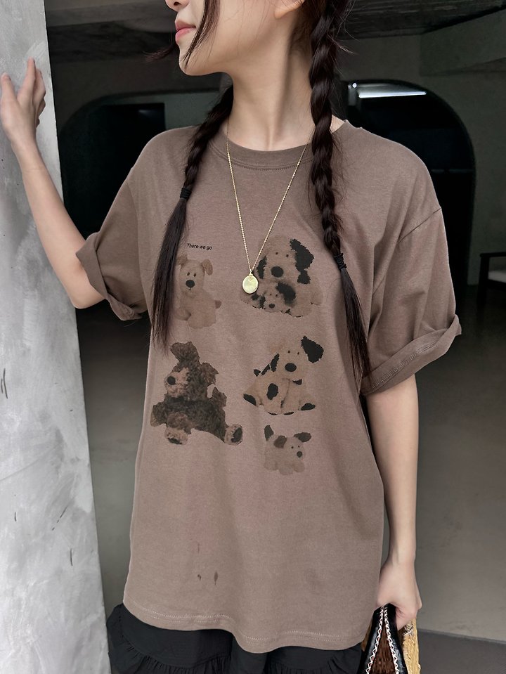Theres - Korean Women Fashion - #momslook - Puppy Tee - 11