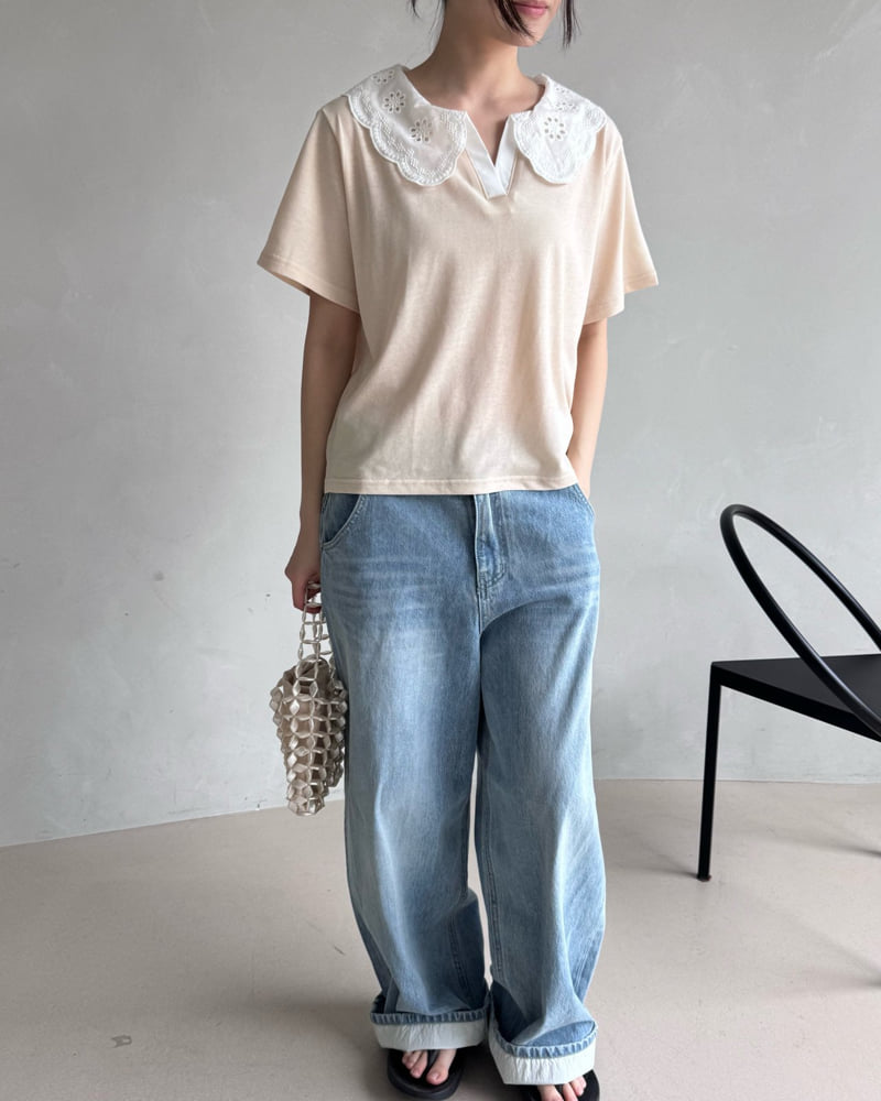 Theres - Korean Women Fashion - #thelittlethings - Lace Collar Tee - 10