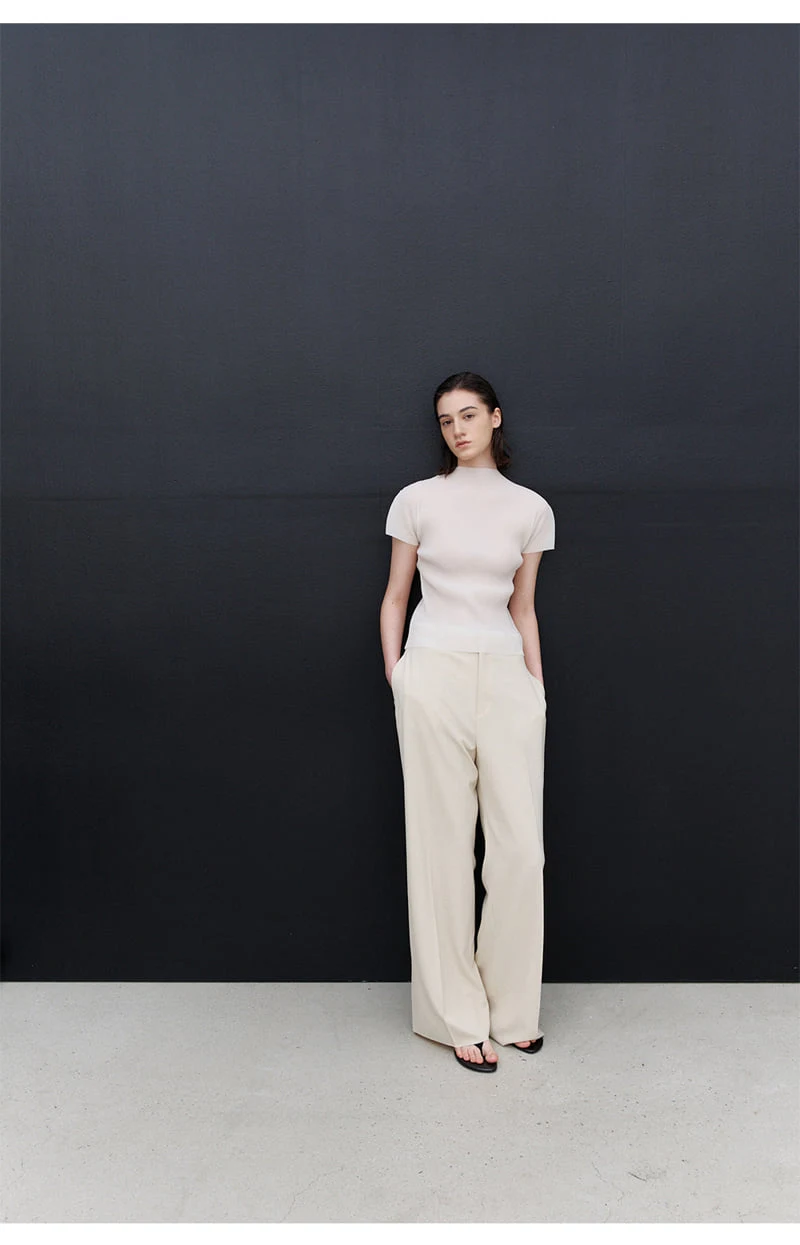 Understanding - Korean Women Fashion - #momslook - Light Pleated Short Sleeve Top - 2