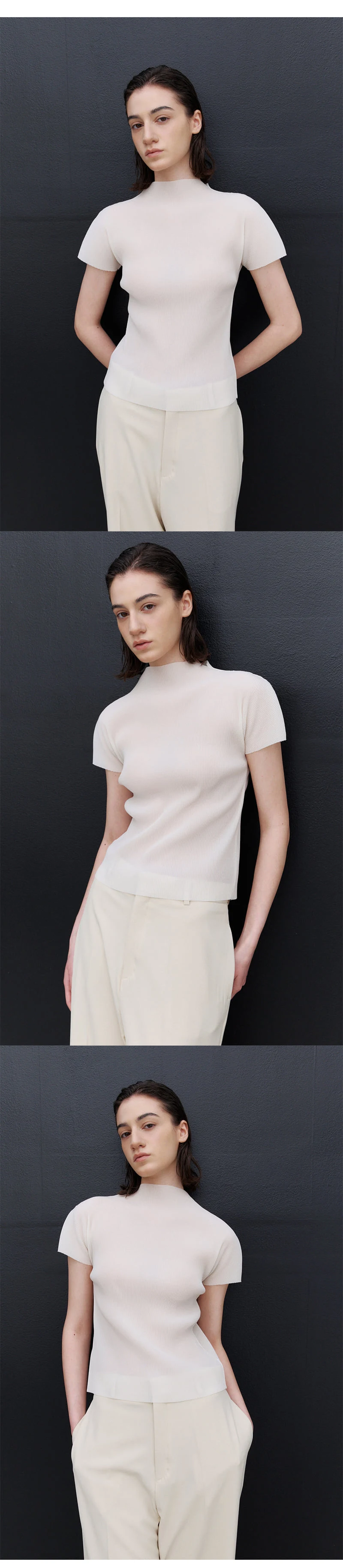 Understanding - Korean Women Fashion - #momslook - Light Pleated Short Sleeve Top - 3
