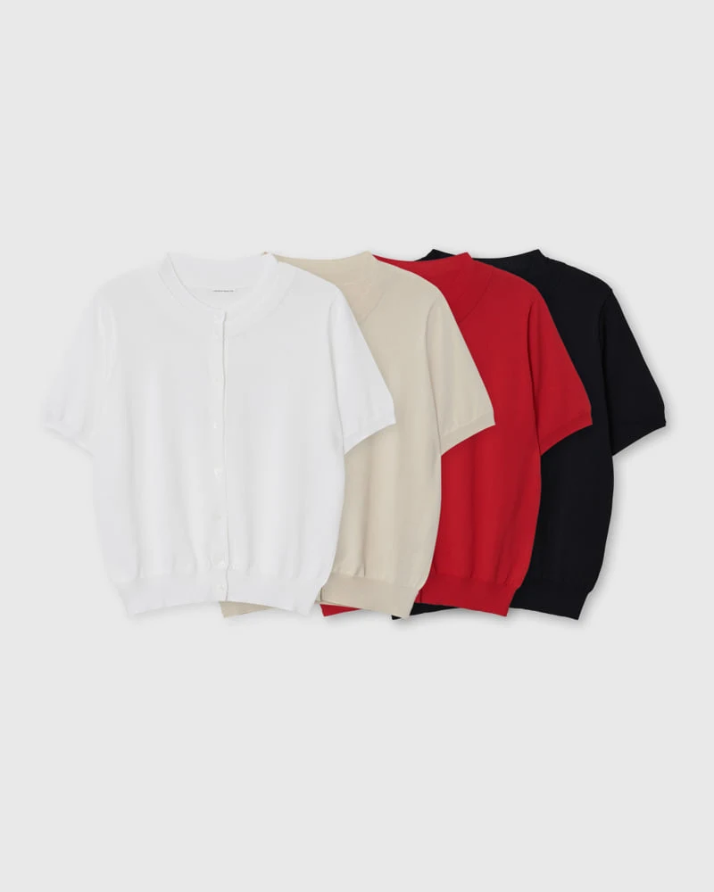 Understanding - Korean Women Fashion - #womensfashion - Double Neck Knit Short Sleeve Cardigan - 4