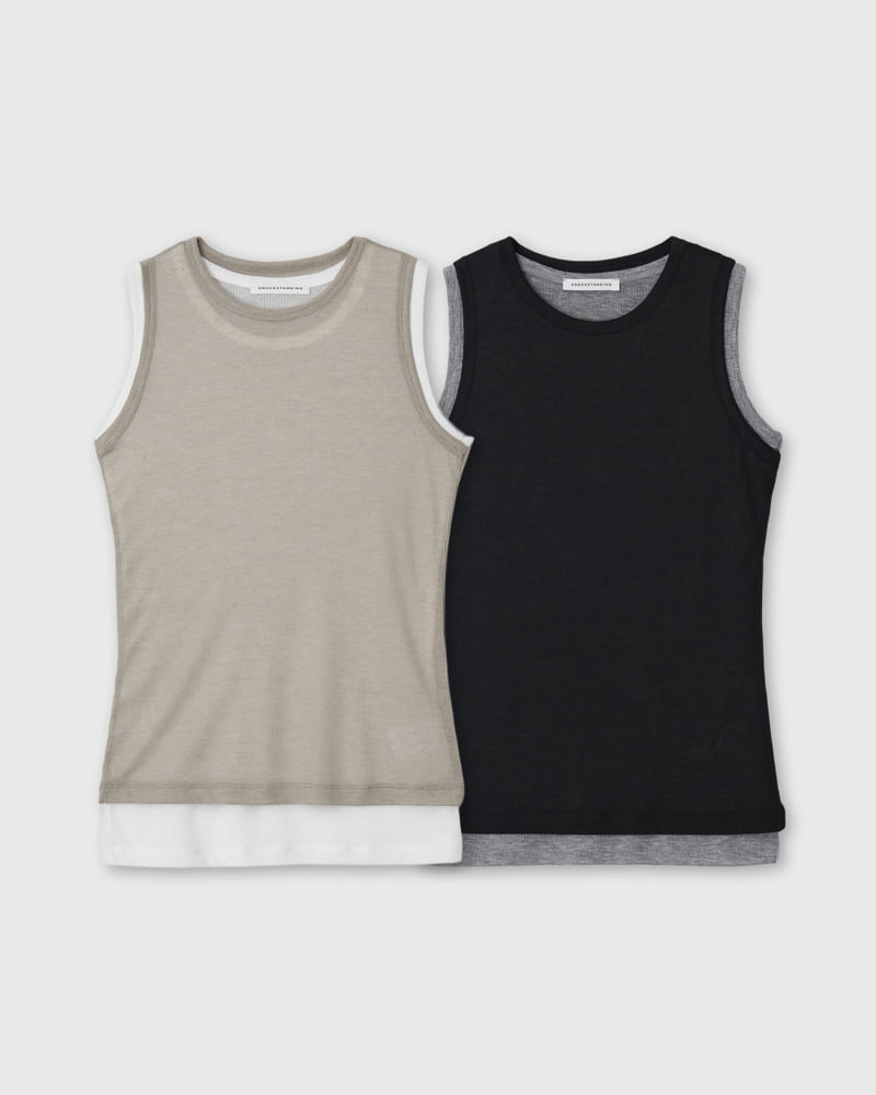 Understanding - Korean Women Fashion - #momslook - Double Sleeveless Layered - 4