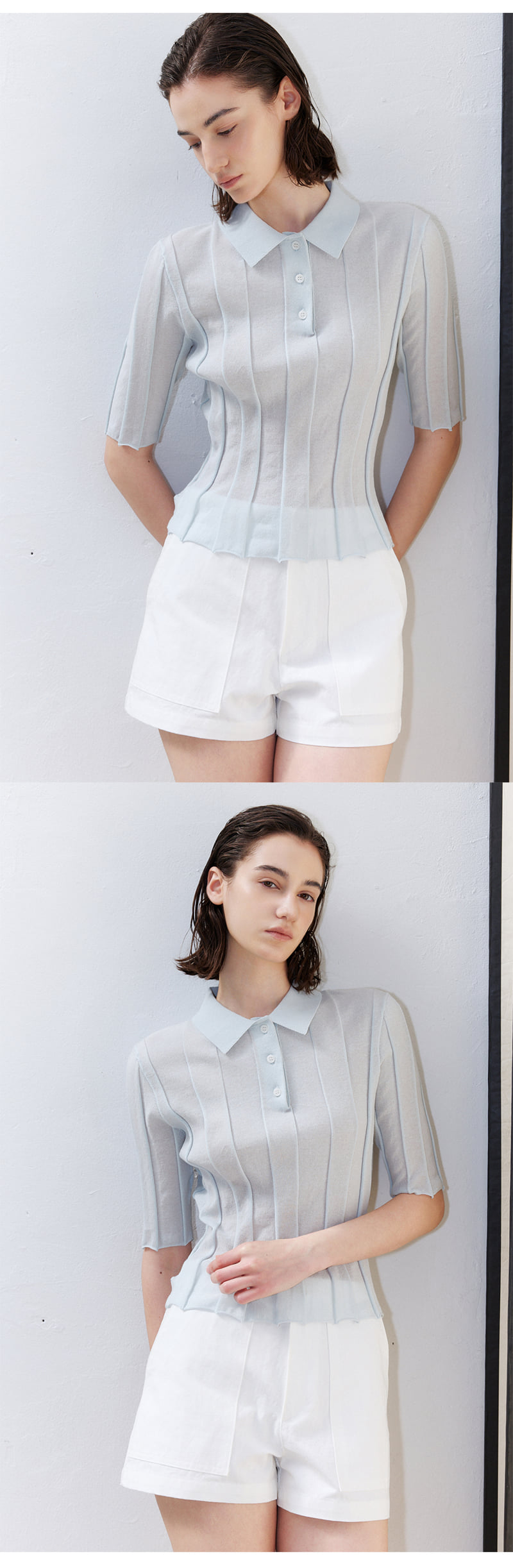 Understanding - Korean Women Fashion - #momslook - Pleated Collar Short-Sleeved Knit - 3