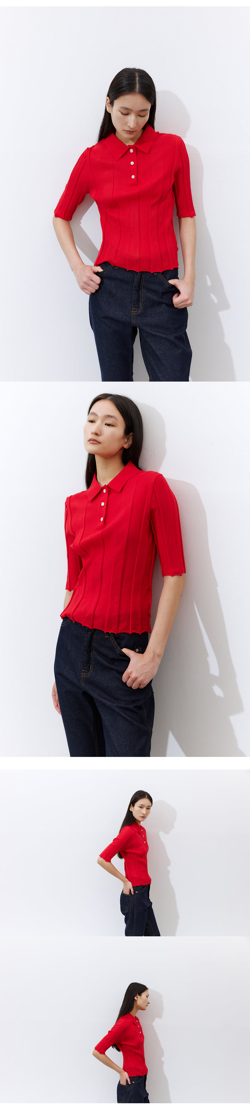 Understanding - Korean Women Fashion - #momslook - Pleated Collar Short-Sleeved Knit - 7