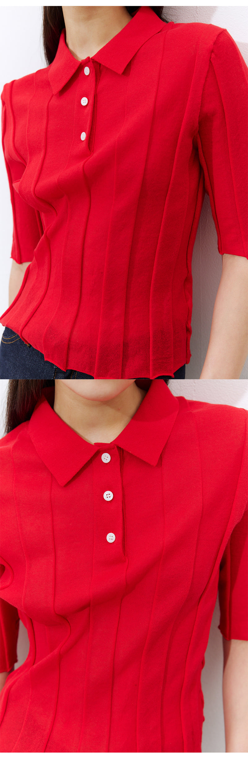 Understanding - Korean Women Fashion - #momslook - Pleated Collar Short-Sleeved Knit - 9