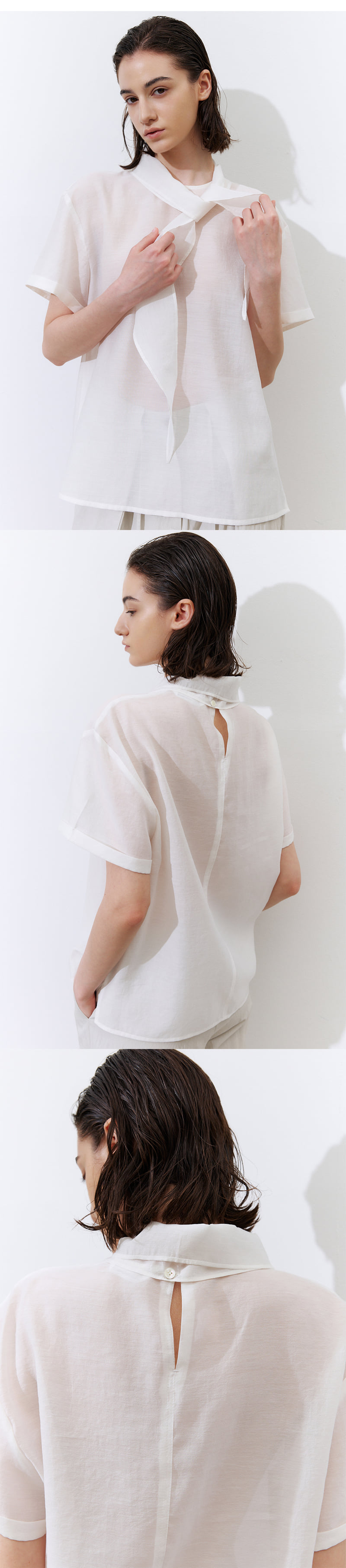 Understanding - Korean Women Fashion - #restrostyle - Scarf Roll-Up Blouse