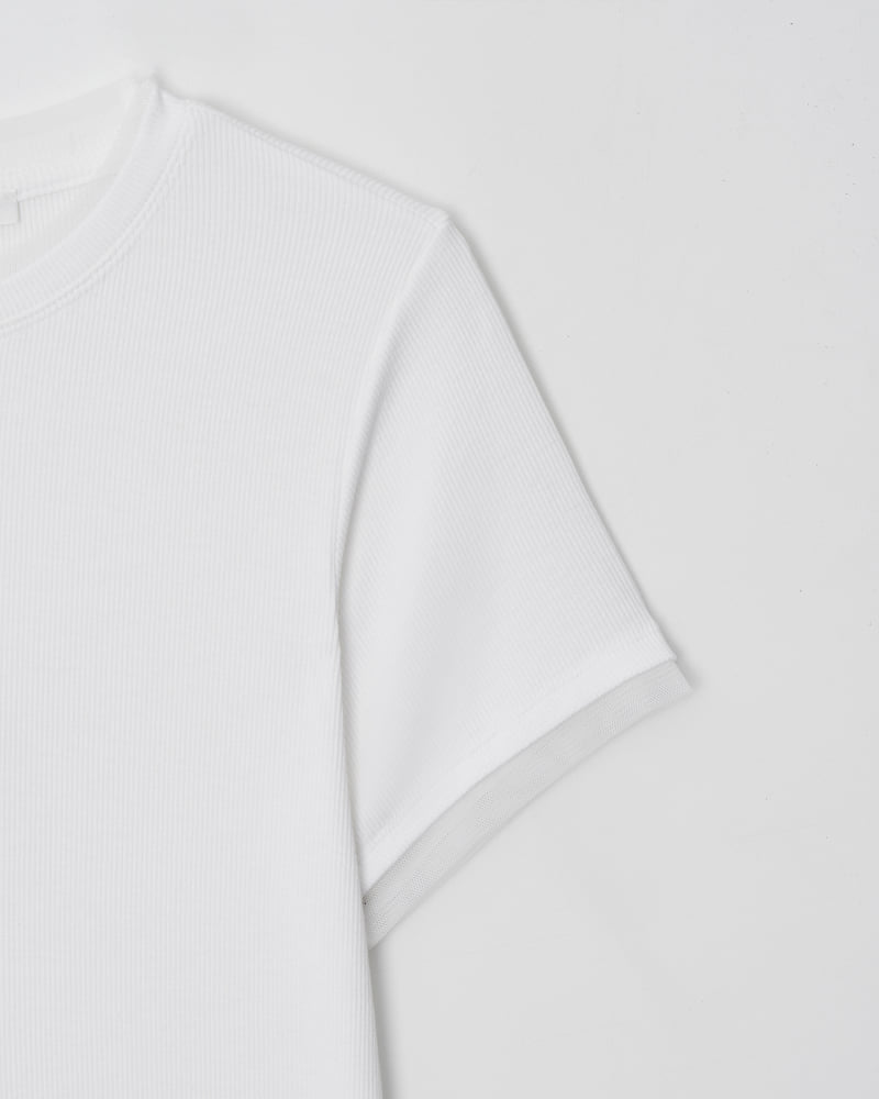 Understanding - Korean Women Fashion - #romanticstyle - Mesh Detail Short Sleeve Tee - 9