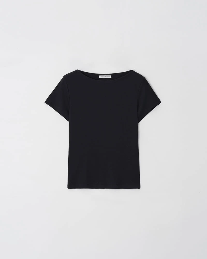 Understanding - Korean Women Fashion - #romanticstyle - Ribbed Boat Neck Short Sleeve - 7