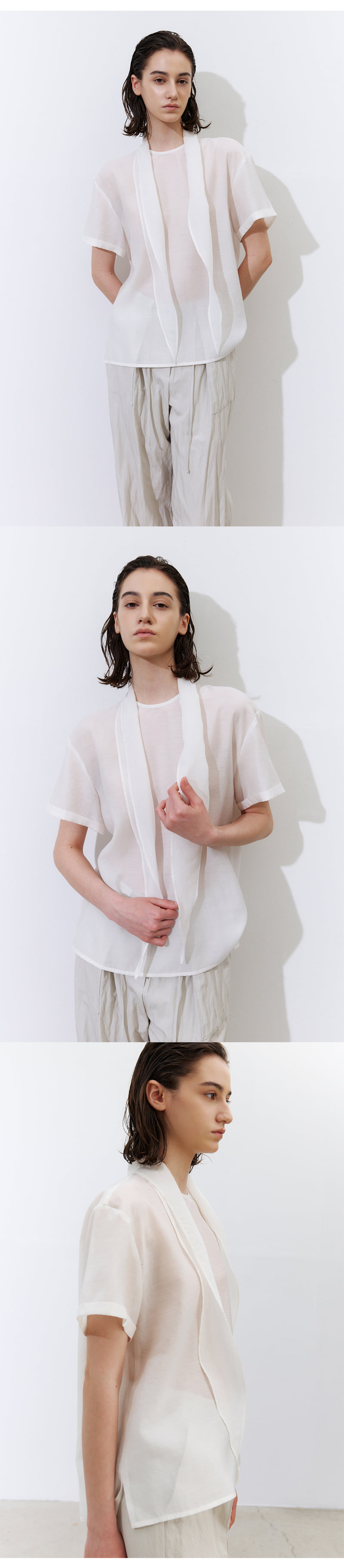 Understanding - Korean Women Fashion - #shopsmall - Scarf Roll-Up Blouse - 3