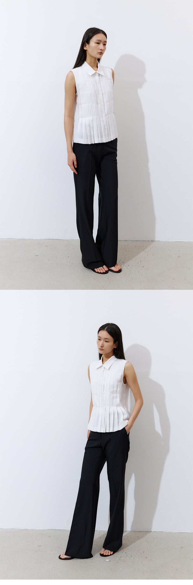 Understanding - Korean Women Fashion - #shopsmall - Linen Pleated Short-Sleeved Shirt
