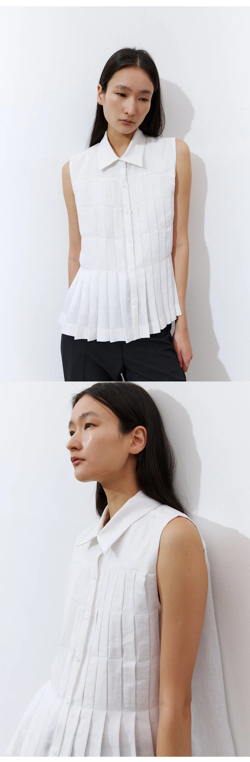 Understanding - Korean Women Fashion - #thatsdarling - Linen Pleated Short-Sleeved Shirt - 2