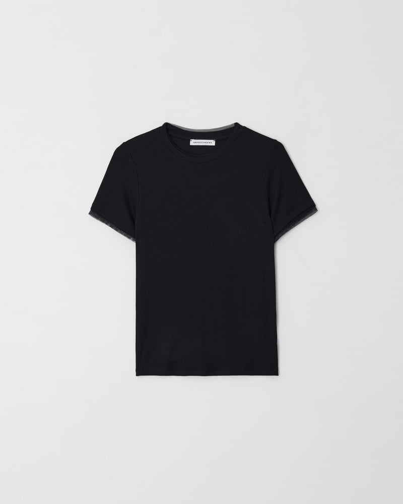 Understanding - Korean Women Fashion - #vintageinspired - Mesh Detail Short Sleeve Tee - 5