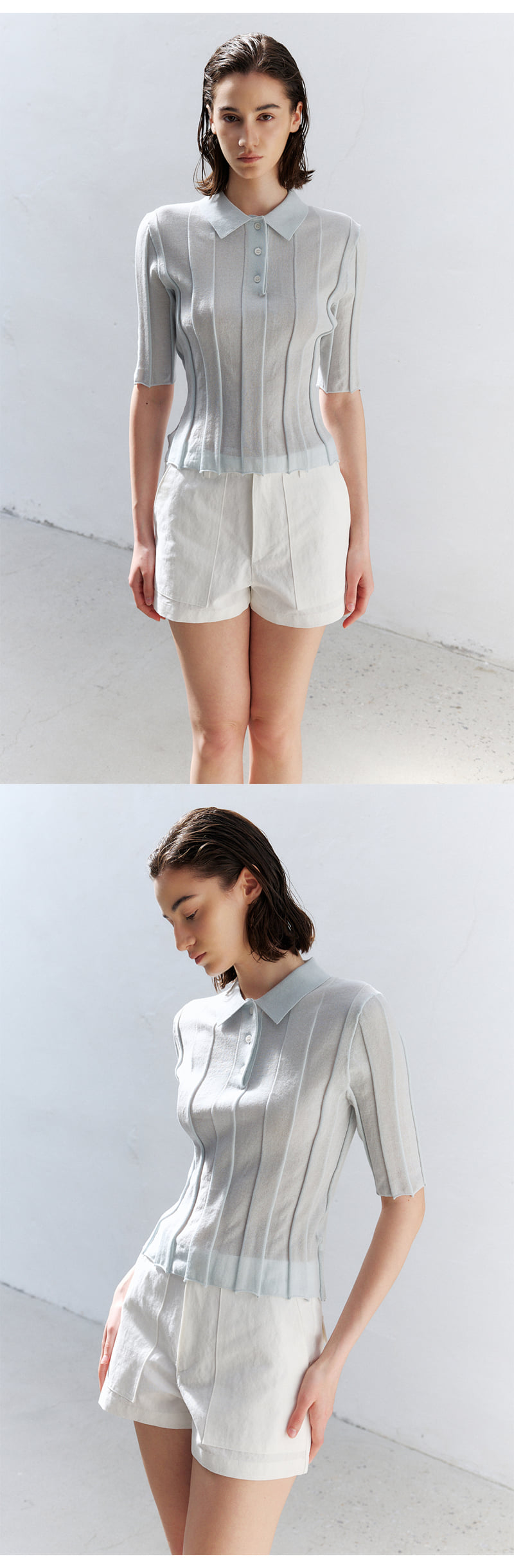Understanding - Korean Women Fashion - #womensfashion - Pleated Collar Short-Sleeved Knit - 2