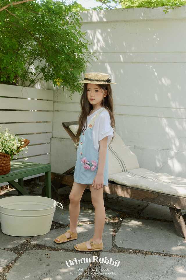 Urban Rabbit - Korean Children Fashion - #childofig - Denim Short Overall Pants - 4