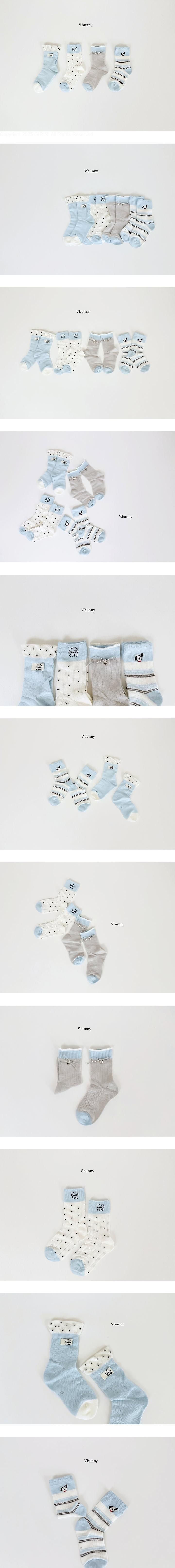 V Bunny - Korean Children Fashion - #Kfashion4kids - Silver Ribbon Socks Set
