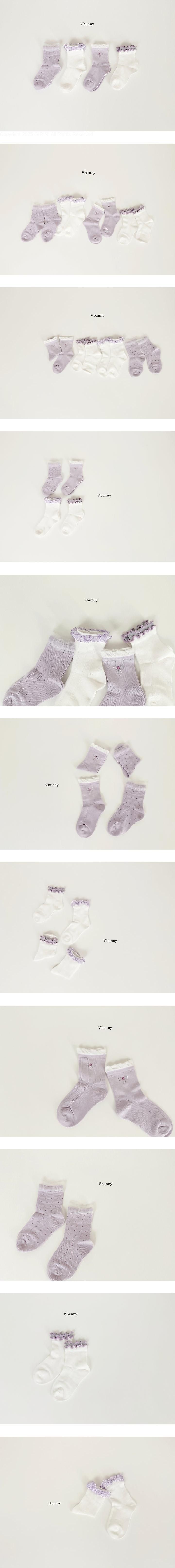 V Bunny - Korean Children Fashion - #fashionkids - Lavender Frill Socks Set