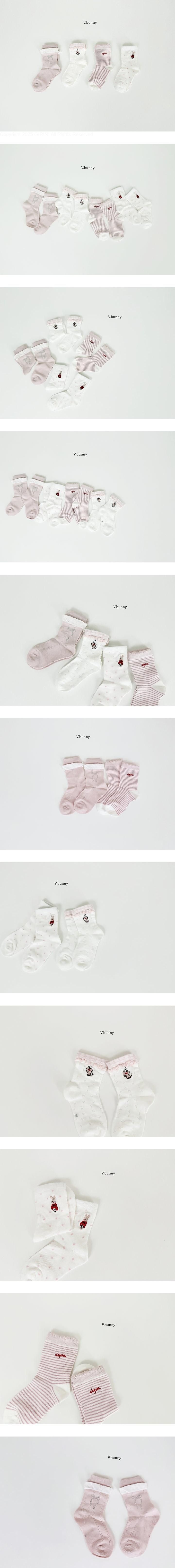 V Bunny - Korean Children Fashion - #kidsstore - Red L Socks Set