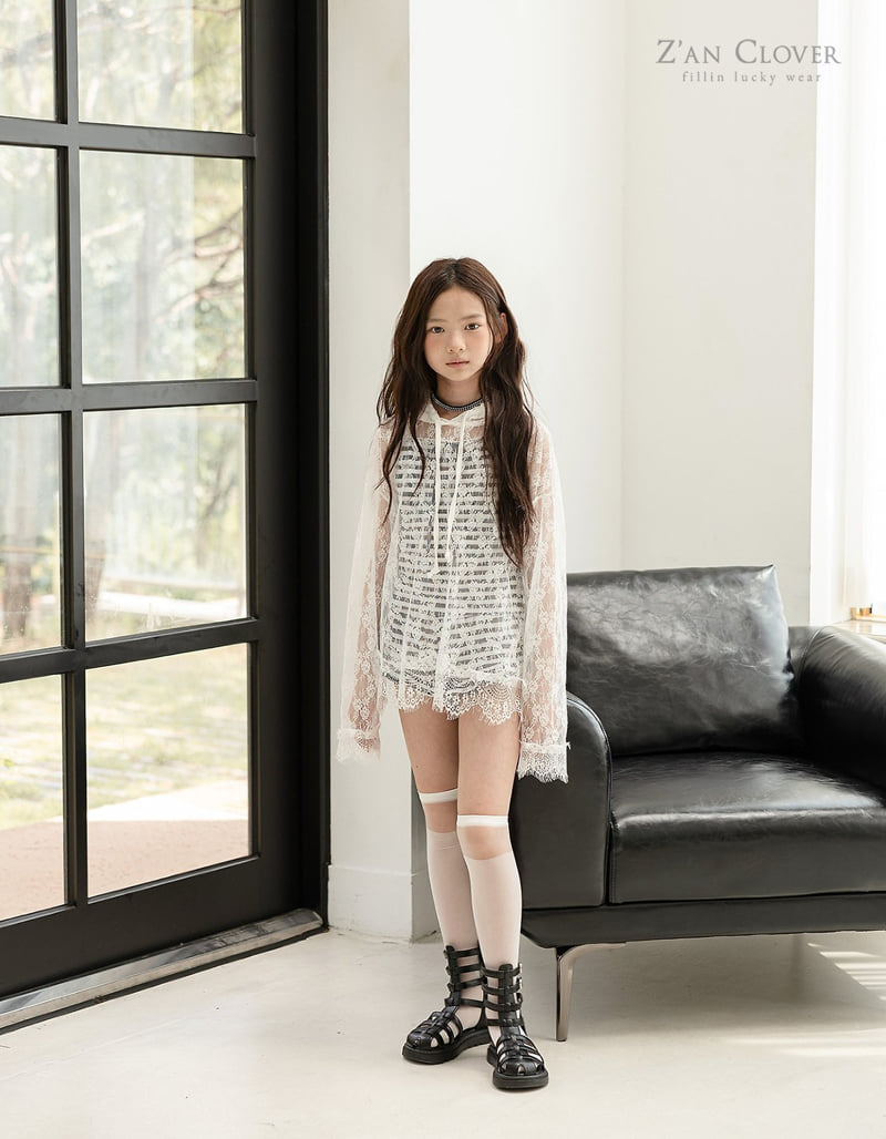 Zan Clover - Korean Children Fashion - #Kfashion4kids - See-Through Lace Hoodie - 9