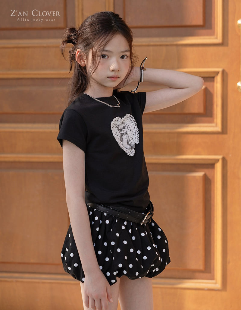 Zan Clover - Korean Children Fashion - #childofig - Lace Heart Cat Tee - 4