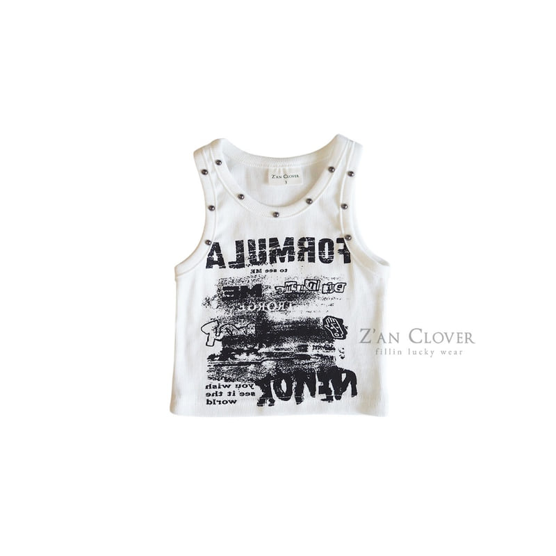 Zan Clover - Korean Children Fashion - #childrensboutique - Stud Graphic Sleeveless - 12
