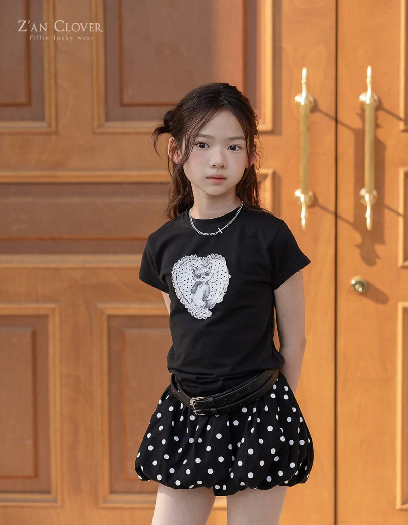 Zan Clover - Korean Children Fashion - #discoveringself - Lace Heart Cat Tee - 6