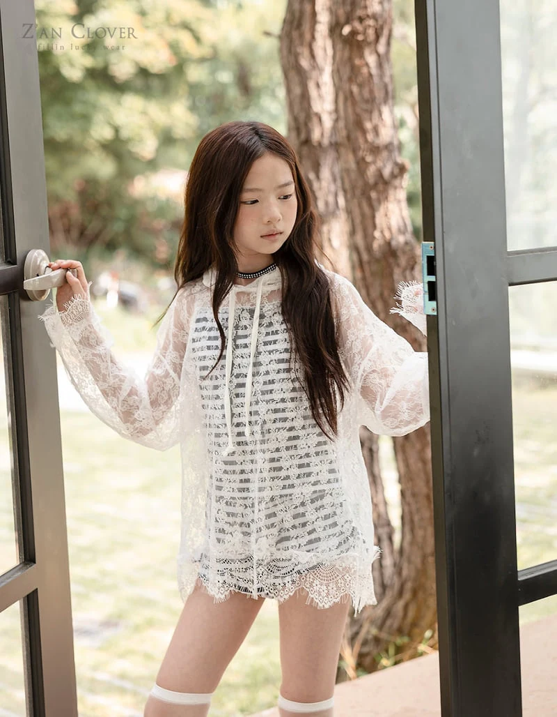 Zan Clover - Korean Children Fashion - #designkidswear - See-Through Lace Hoodie - 4