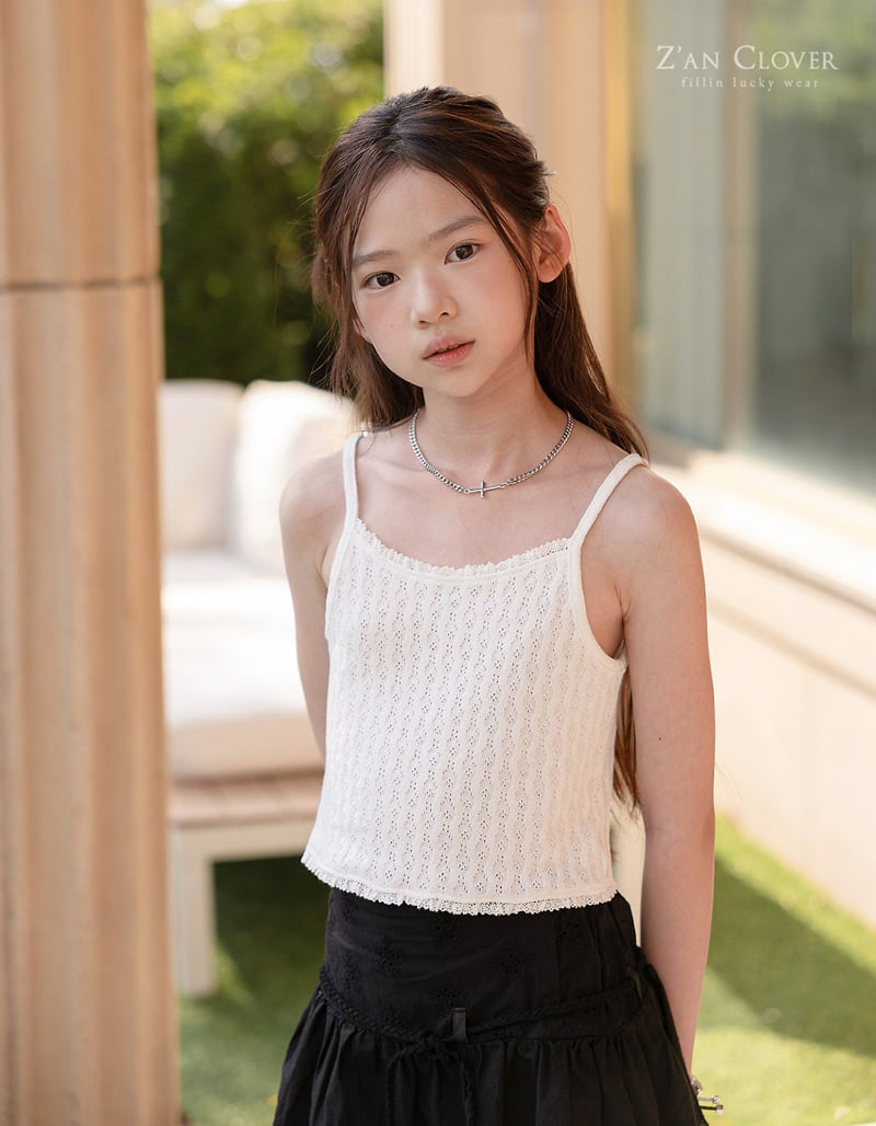 Zan Clover - Korean Children Fashion - #kidsstore - Punching Lace Sleeveless - 11