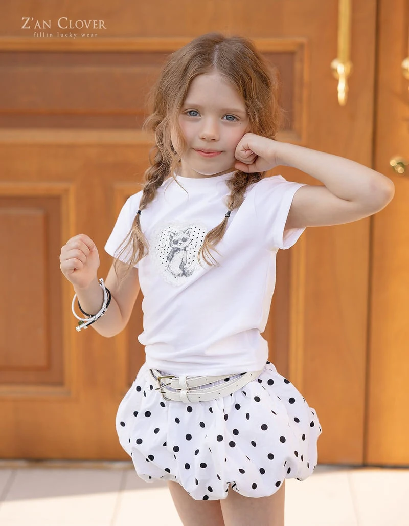 Zan Clover - Korean Children Fashion - #kidsstore - Lace Heart Cat Tee - 9