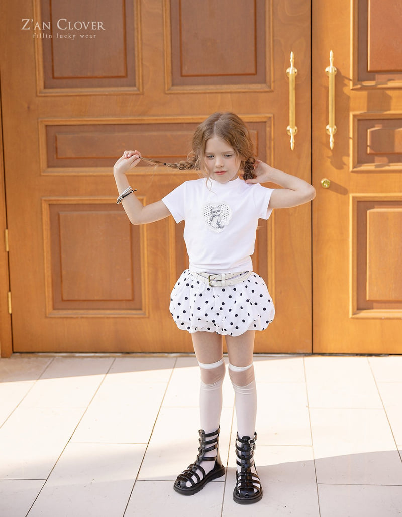 Zan Clover - Korean Children Fashion - #kidzfashiontrend - Lace Heart Cat Tee - 10