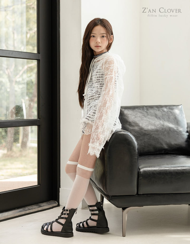Zan Clover - Korean Children Fashion - #kidzfashiontrend - See-Through Lace Hoodie - 8