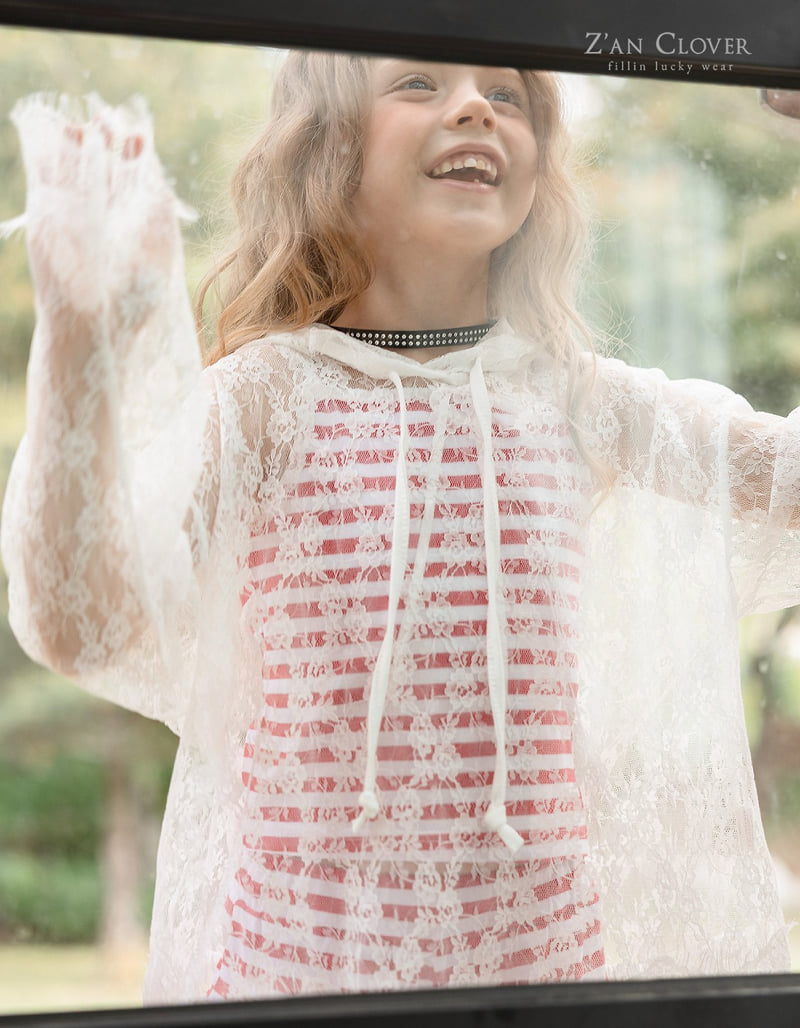 Zan Clover - Korean Children Fashion - #littlefashionista - See-Through Lace Hoodie - 10