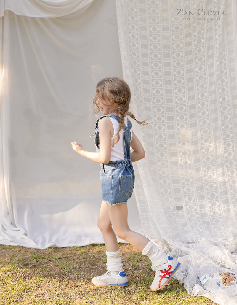 Zan Clover - Korean Children Fashion - #toddlerclothing - Cut-Off Denim Overalls - 9