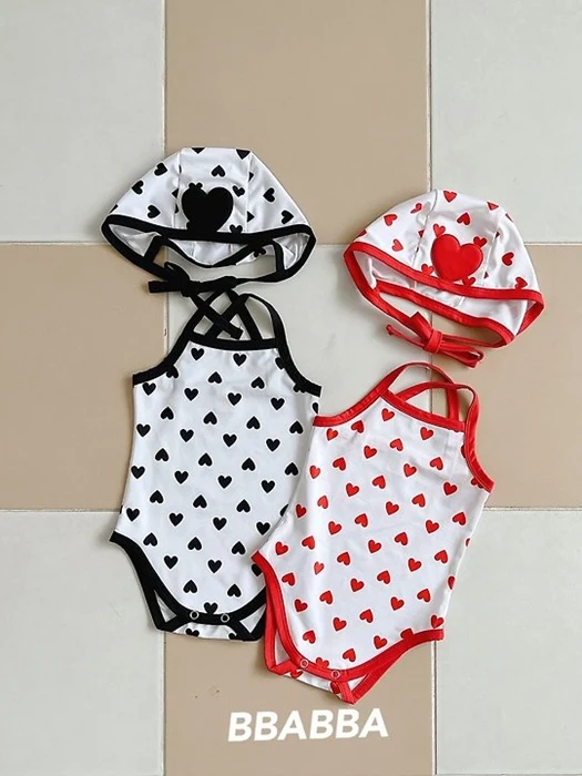 Heart Strap Swimsuit (Bonnet Set)