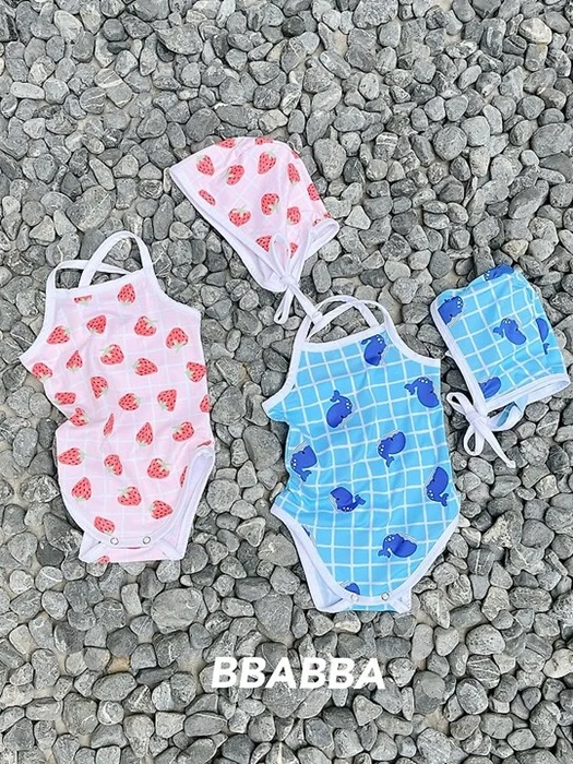 Strap Swimsuit (Bonnet Set) Strap Swimsuit (Bonnet Set)