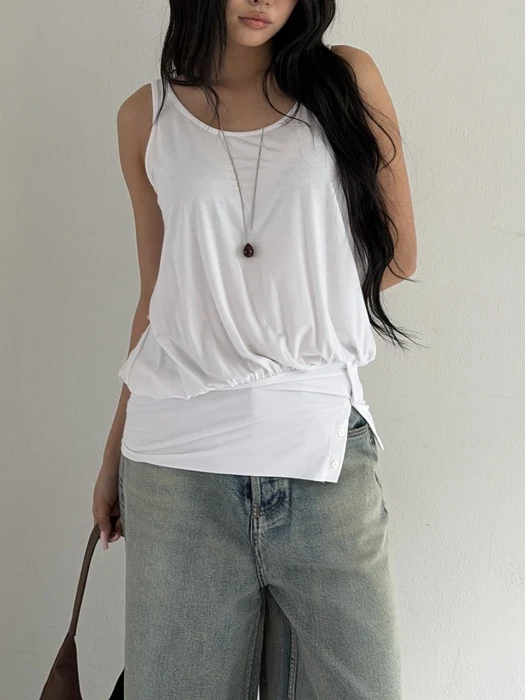 Tencel Button Sleeveless Top