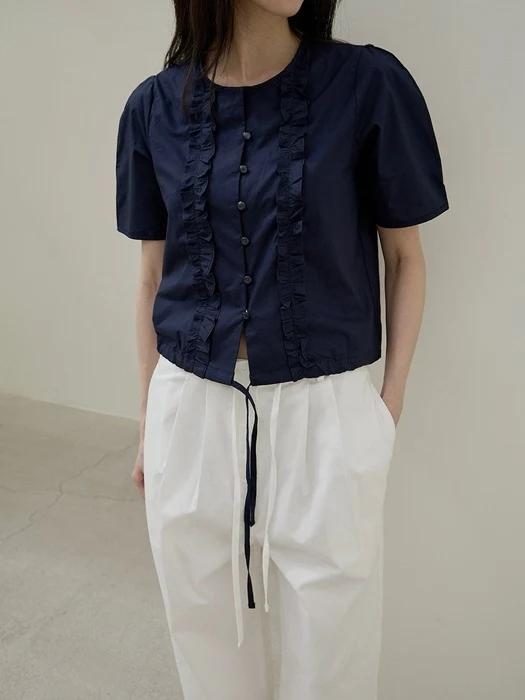 Capri Frill Cotton Blouse
