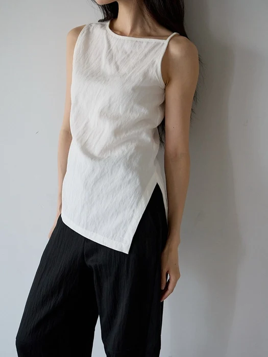 Lime Asymmetrical Sleeveless Blouse Lime Asymmetrical Sleeveless Blouse