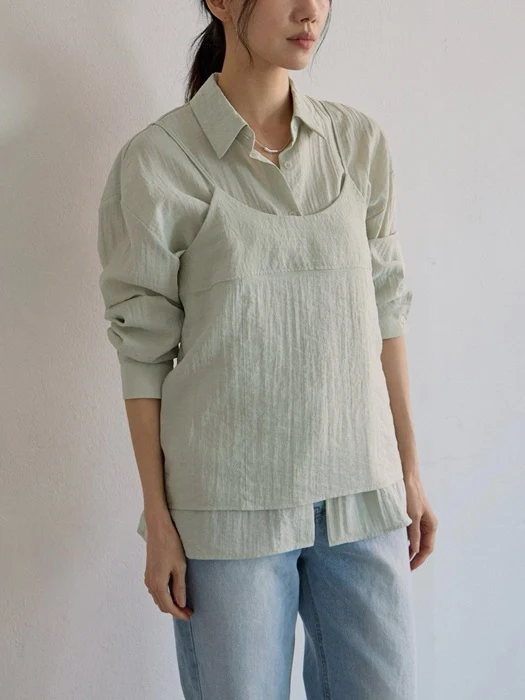 Ample Shirt Sleeveless Set