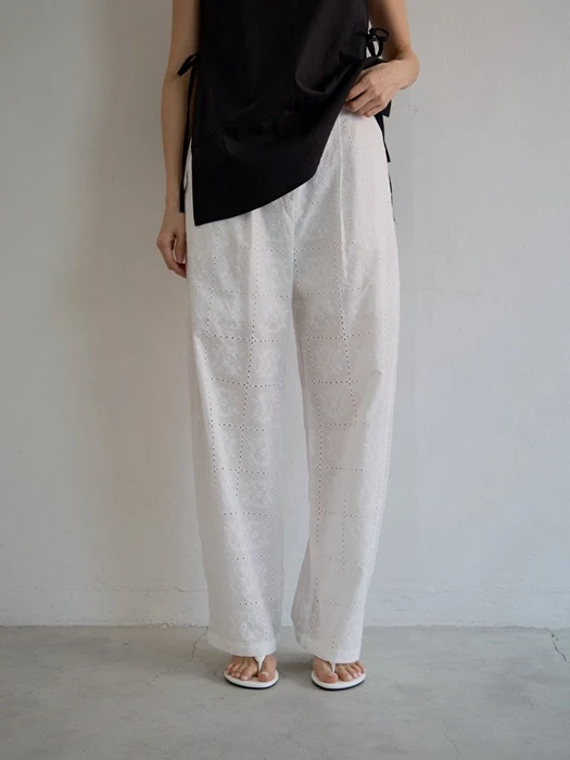 Cotton Eyelet Pants