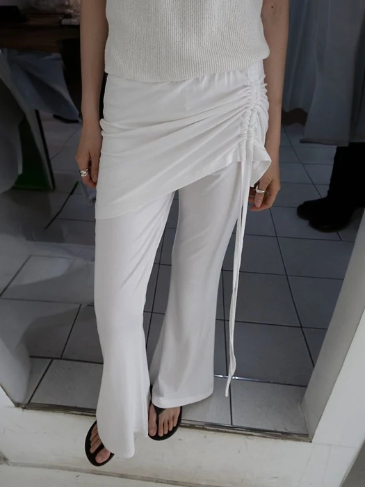 Drawstring Skirt-Layered Slim Pants Drawstring Skirt-Layered Slim Pants