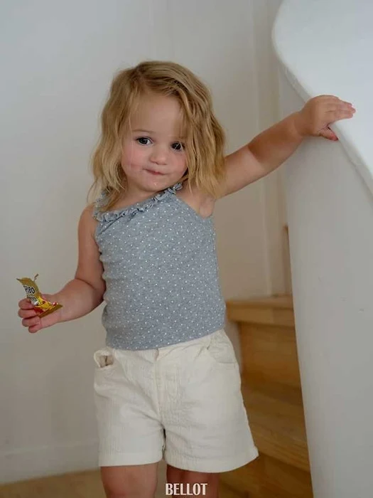 Bebe Dotty Frill Sleeveless Top