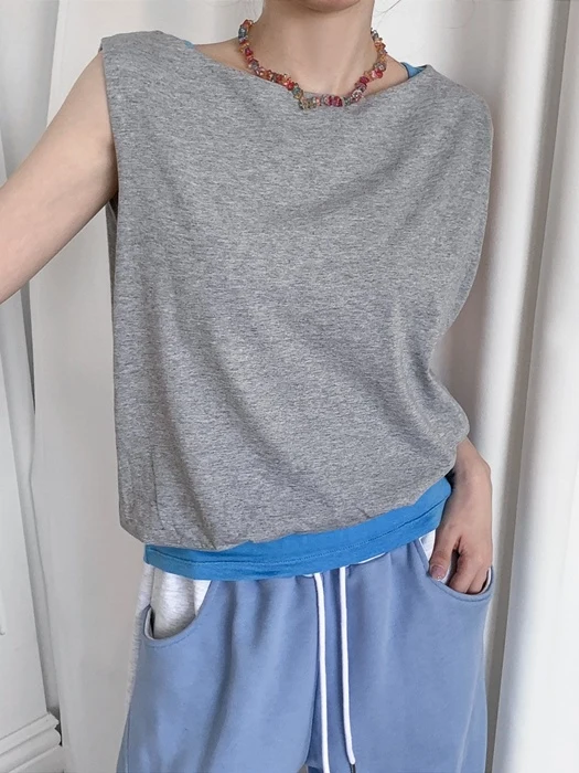 Asymmetric Balloon Sleeveless Top Asymmetric Balloon Sleeveless Top