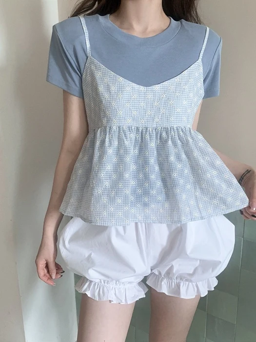 Check Floral Blouse Check Floral Blouse