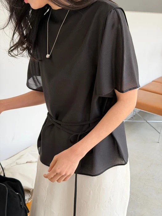 Mock-Neck Short-Sleeve Blouse Mock-Neck Short-Sleeve Blouse